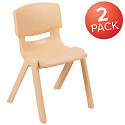 Flash Furniture Whitney 2 Pack Natural Plastic Stackable School Chair with 13.25" Seat Height