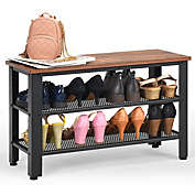 Kitcheniva 3-Tier Shoe Rack Industrial Bench w/Storage Shelves