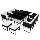 Alternate image 1 for vidaXL 11 Piece Patio Dining Set with Cushions Poly Rattan Black