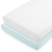 Bare Home Crib Microfiber Fitted Bottom Sheets (Crib - 2 Pack, Sky Blue/White)
