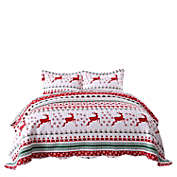 MarCielo 3 Pieces Christmas Quilt Set Bedspread Set Throw Blanket Holiday Bedding Set