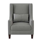Lexicon OFX-547575-LC Textured Fabric Upholstered Living Room Wingback Chair - Light Gray
