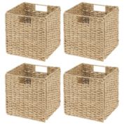 mDesign Seagrass Kitchen Storage Basket with Handles