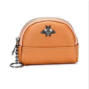 Stock Preferred Double Zipper Women Leather Mini Clutch Wallet in Yellow