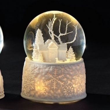 6 Inch Tall Led Church with Sleigh Glitterdome 100MM. View a larger version of this product image.