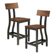 Lexicon Set of 2 Counter Height Dining Chair, Rustic Brown/Gunmetal Finish