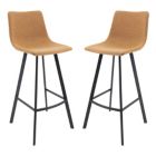 Alternate image 0 for LeisureMod Brooklyn 29.9 Modern Leather Bar Stool With Black Iron Base & Footrest Set of 2