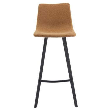 LeisureMod Brooklyn 29.9 Modern Leather Bar Stool With Black Iron Base & Footrest Set of 2. View a larger version of this product image.
