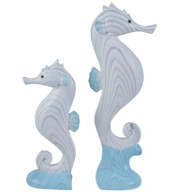 Beachcombers Blue and White Small Seahorse Figurine 2 Piece Set 6 Inch. View a larger version of this product image.