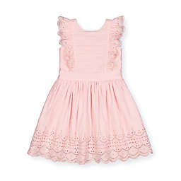 Hope & Henry Girls' Flutter Sleeve Flower Girl Dress (Light Pink Pintuck and Embroidery, 2T)