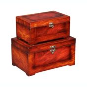 Cheungs Home Decorative Wooden Set of 2 Burlwood Veneer Storage Boxes