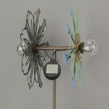 Things2Die4 36 Inch Metal Solar LED Kinetic Wind Spinner Outdoor Garden Yard Art Round Flower. View a larger version of this product image.