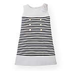 Alternate image 0 for Hope & Henry Girls&#39; A-Line Ponte Dress With Button Placket (Navy and White Striped, 3)