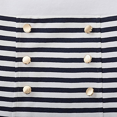 Hope & Henry Girls&#39; A-Line Ponte Dress With Button Placket (Navy and White Striped, 3). View a larger version of this product image.