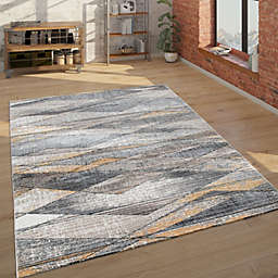 Paco Home Modern Rug For Living Room, Abstract Design 3D Effect In Grey Yellow