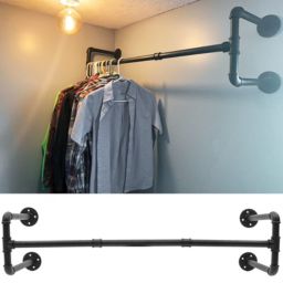 Kitcheniva Industrial Wall-Mounted Pipe Clothing Rack Clothes Garment Organizer