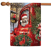 Toland Home Garden Christmas Puppy in Vintage Truck Outdoor House Flag 40" x 28"