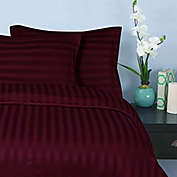 Elegant Comfort  Sheet Set Stripe Wrinkle-Free 6-Piece Queen, Burgundy