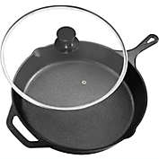 Utopia Home 12" Cast Iron Skillet With Lid Frying Pan Grill Cookware