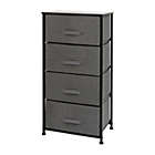 Alternate image 1 for Emma + Oliver 4 Drawer Vertical Storage Dresser with Black Wood Top & Gray Fabric Pull Drawers