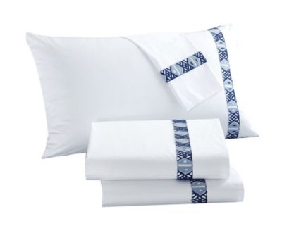 Chic Home Sarita Garden 4 Pieces 100% Cotton Sheet Set With Bonus Pillowcases - Queen 92" x 108", Navy
