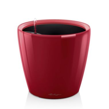Lechuza USA 11" Glossy Red Round Classico Planter with Water Reservoir. View a larger version of this product image.
