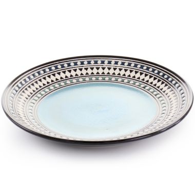 Elama Blue Sage 16 Piece Double Bowl Stoneware Dinnerware Set in Blue. View a larger version of this product image.