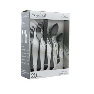 MegaChef Gibbous 20 Piece Flatware Utensil Set, Stainless Steel Silverware Metal Service for 4 in Black. View a larger version of this product image.