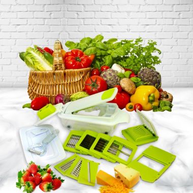 MegaChef 8-in-1 Multi-Use Slicer Dicer and Chopper with Interchangeable Blades, Vegetable and Fruit Peeler and Soft Slicer. View a larger version of this product image.