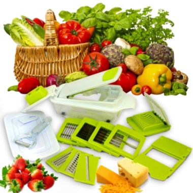 MegaChef 8-in-1 Multi-Use Slicer Dicer and Chopper with Interchangeable Blades, Vegetable and Fruit Peeler and Soft Slicer. View a larger version of this product image.