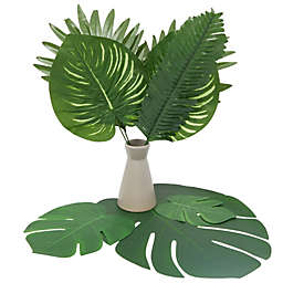 Okuna Outpost Artificial Palm Leaves Decor, Tropical Jungle Party Decorations (6 Styles, 90 Pieces)