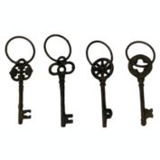 Iwgac Home Decorative Single Cast Iron Key on Ring Set of 4