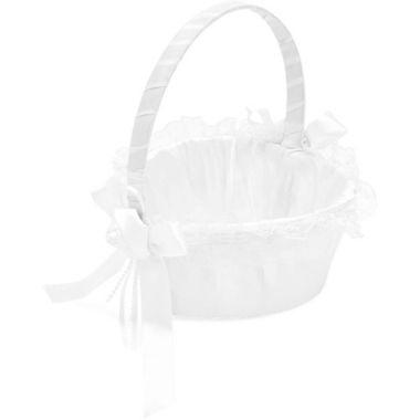 Sparkle and Bash White Basket for Flowers, Heart Design and Bows (5.9 x 8.7 x 3 Inches). View a larger version of this product image.