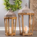 Alternate image 1 for Melrose Home Decorative Lantern (Set of 2) 28.5"H, 33"H Iron/Wood