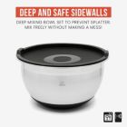 Alternate image 2 for Chef Pomodoro Mixing Bowls with Lids, Stainless Steel Bowl Set, Non-Slip Silicone Base, Mixing Bowl Set - 3 Piece (1.5 Qt, 3 Qt, 5 Qt), Bowls for Kitchen Storage, Cooking, Baking, Prepping (Black)