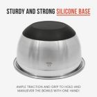 Alternate image 3 for Chef Pomodoro Mixing Bowls with Lids, Stainless Steel Bowl Set, Non-Slip Silicone Base, Mixing Bowl Set - 3 Piece (1.5 Qt, 3 Qt, 5 Qt), Bowls for Kitchen Storage, Cooking, Baking, Prepping (Black)