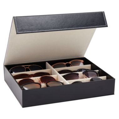 Juvale 8 Slot Sunglasses Display Case for Multiple Eyeglasses, Sunglass Storage Case for Women, Men, Black (12.6 x 9.8 In). View a larger version of this product image.