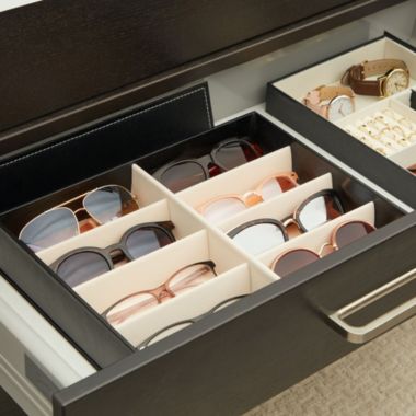 Juvale 8 Slot Sunglasses Display Case for Multiple Eyeglasses, Sunglass Storage Case for Women, Men, Black (12.6 x 9.8 In). View a larger version of this product image.