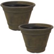 Sunnydaze Indoor/Outdoor Patio, Garden, or Porch Weather-Resistant Double-Walled Franklin Flower Pot Planter - 20" - Sable Finish - 2pk