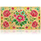 Juvale Natural Coir Doormat, Flower Welcome Mat (30 x 17 In)
