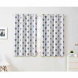 THD Benjamin Print Thermal Room Darkening Blackout Energy Efficient Window Curtain Grommet Top Panels - Set of 2