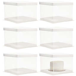 Juvale Clear Plastic Cake Box Carrier Packing with Lids for 6 Inch Cakes (6 Pack)