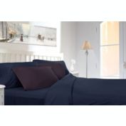 Infinity Merch 6 Piece Deep Pocket Bed Sheet Sets Full Size Navy with Eggplant Pillowcases