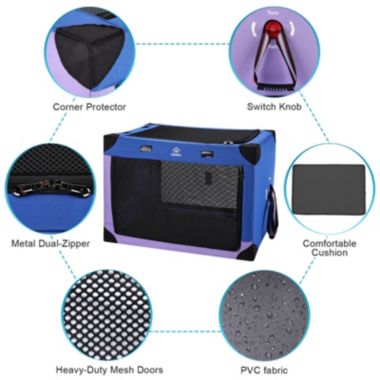 Ownpets Portable Dog Crate Collapsible Large(Blue and Purple). View a larger version of this product image.