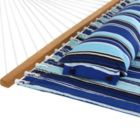 Alternate image 3 for Sunnydaze 2-Person Quilted Fabric Spreader Bar Hammock with Detachable Pillow and Stand - 400 lb Weight Capacity/15' Stand - Catalina Beach