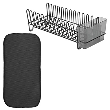 mDesign Kitchen Counter Dish Drying Rack & Microfiber Mat, Set of 2. View a larger version of this product image.
