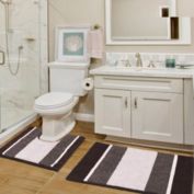 Bath Rug Set 2 Piece for Bathroom Water Absorbent Striped Bath Rugs(20" x 32" Plus 20" x 20" U, Chocolate)