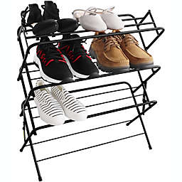 Zenree 4 Tier Shoe Rack/Shelf Organizer - Stackable Storage Closet Rack, Black