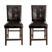 Lexicon Set of 2 Tufted Back Counter Height Dining Chair, Dark Cherry Finish