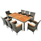 Alternate image 0 for Costway 9 Pieces Patio Rattan Dining Set Acacia Wood Table Cushioned Chair